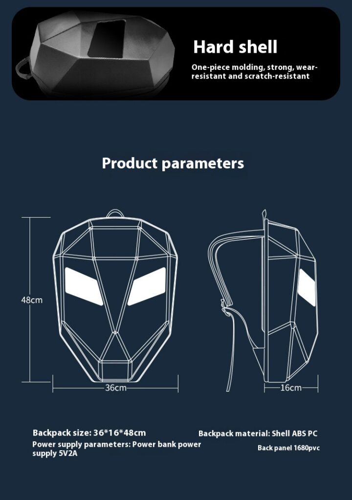 Motorcycle Helmet Hard Shell Waterproof Night Light Backpack