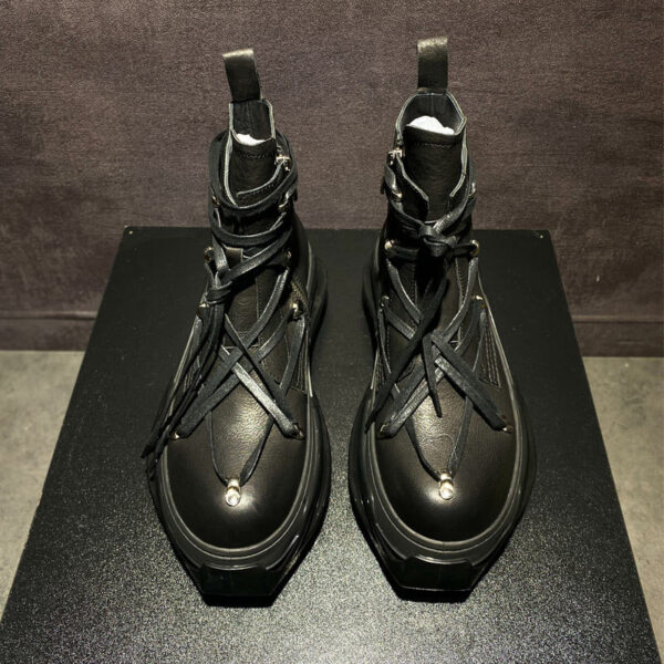 Men's Top Layer Cowhide Platform High-top Ankle Boots - Image 13