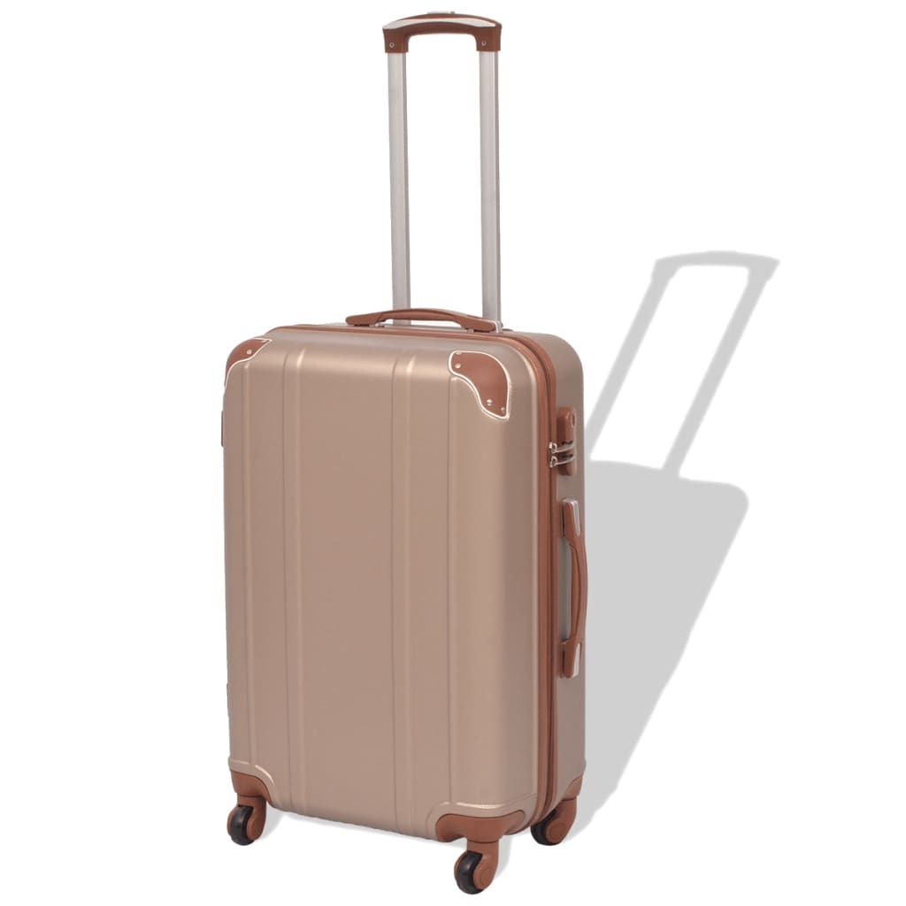 Four-Piece Hard Shell Trolley Set Champagne   Four-Piece Hard Shell Trolley Set Coffee Brown - Image 3
