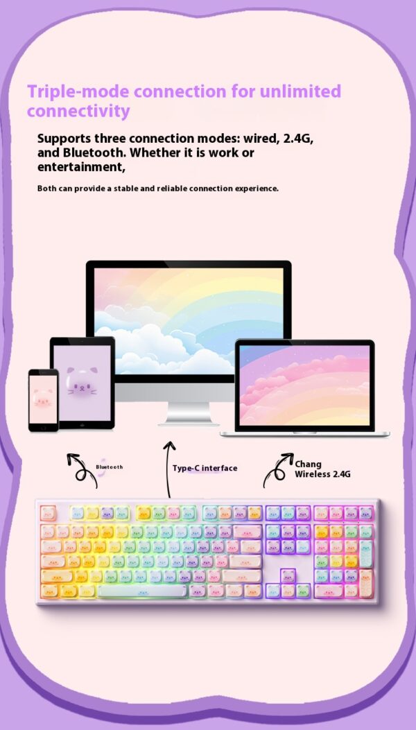 Colored Sugar Cat Mechanical Keyboard The Third Mock Examination Bluetooth - Image 7