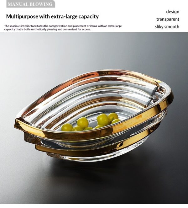 Light-luxury Gold-trimmed Wave-patterned Crystal Glass High-arched Fruit Platter - Image 4