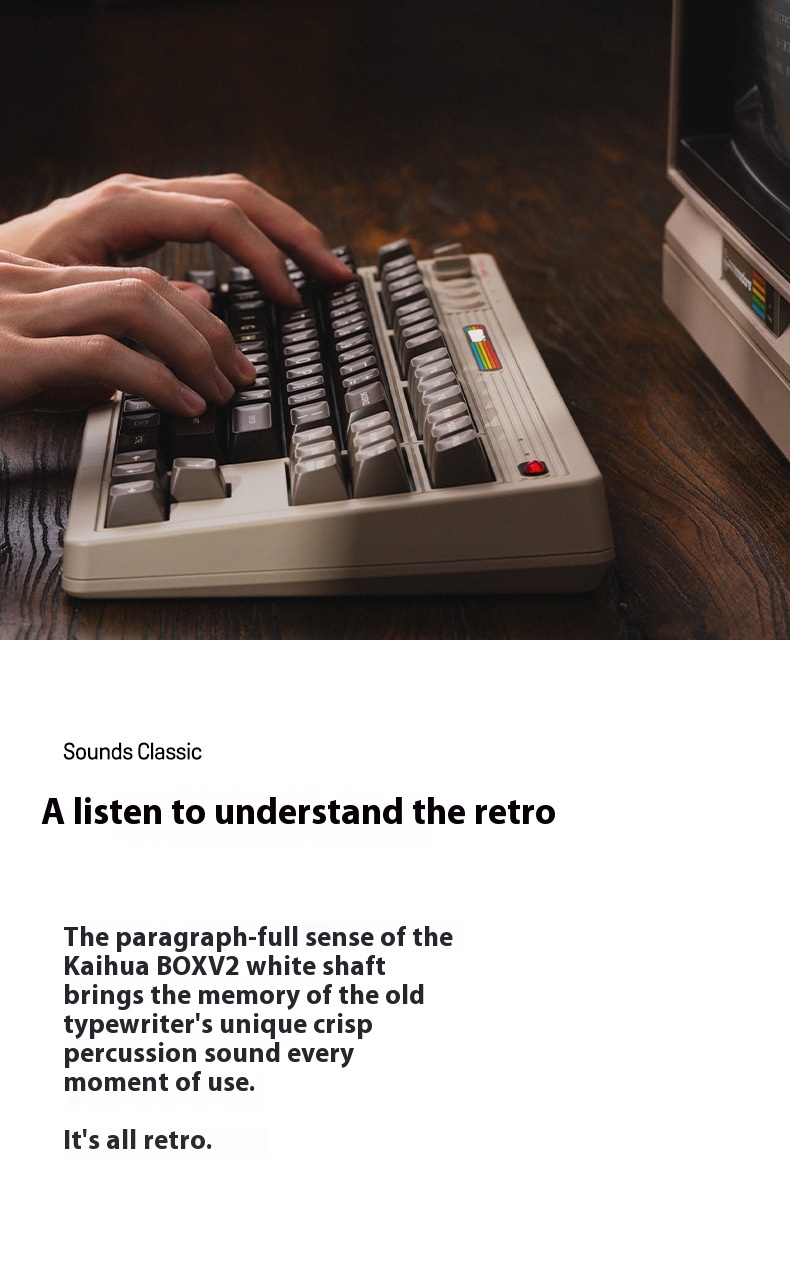 Retro Mechanical Gaming Keyboard Wireless Bluetooth With Rocker - Image 10