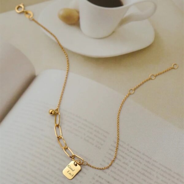 18K Gold Square Necklace Bracelet For Women - Image 7