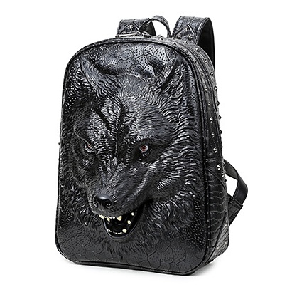 3D Wolf Head Student Backpack Korean Edition Bags Shoulder Bags for Men and Women - Image 2