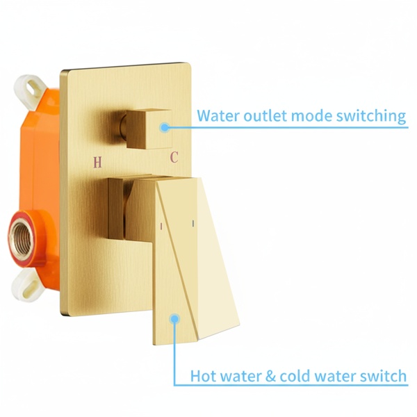 Rain Shower System Brushed Gold Tub Shower Faucet Set 10 Inch Square Rainfall Shower Head With Handheld Sprayer And Waterfall Tub Spout[Unable Ship Weekends, TK/TEMU Only For Pickup] - Image 5