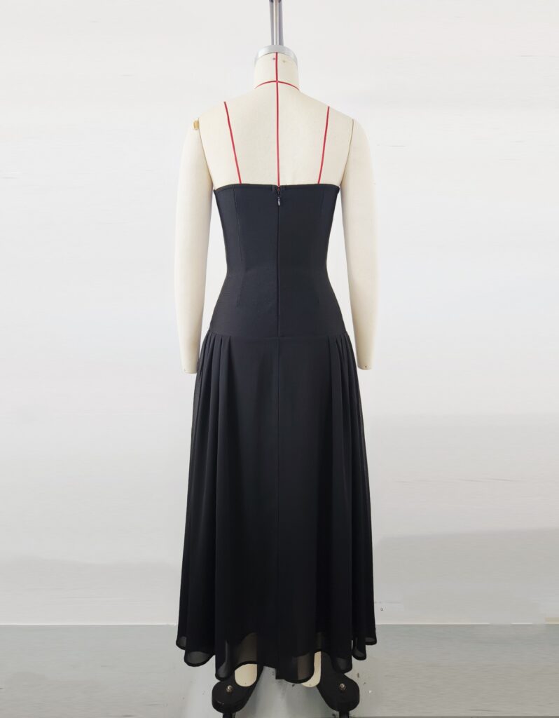 European And American Mesh Stitching Bandage One-piece Dress Deep V Birthday Graduation Season Dress