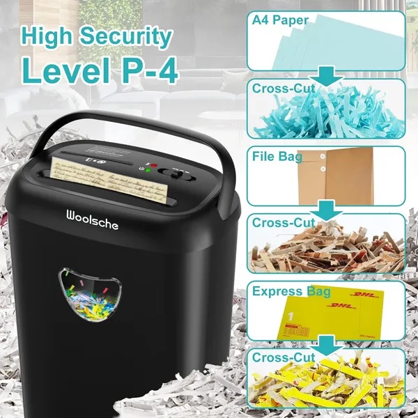 Cross Cut Paper Shredder,High-Performance,14-Sheet Capacity,6.6 Gallon Basket,P-4 Security-Jam Proof Heavy Duty Shredder For Home And Office - Image 5