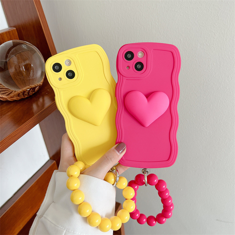 Wavy Edge Suitable For Mobile Phone Case Silicone Three-dimensional Love Ball Chain - Image 1