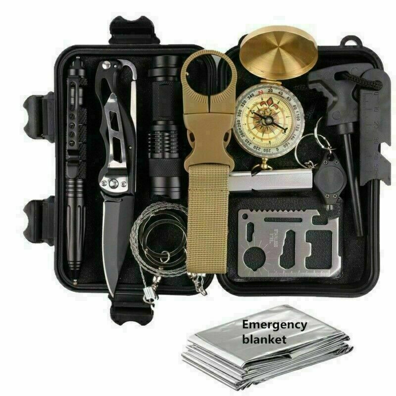 14-In-1 Outdoor Emergency Survival Kit Camping Hiking Tactical Gear Case Set Box - Image 1