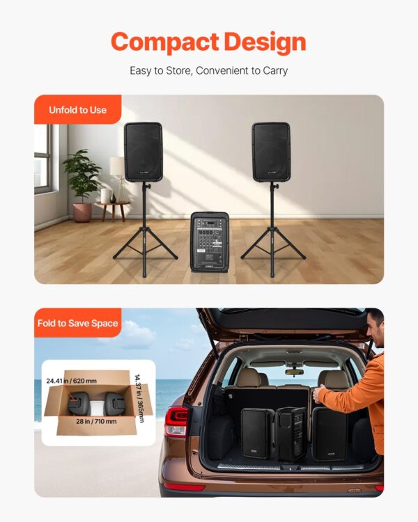 2 X 8 In Speakers Portable PA System 300W Mixer Bluetooth Mic For DJ Party - Image 5