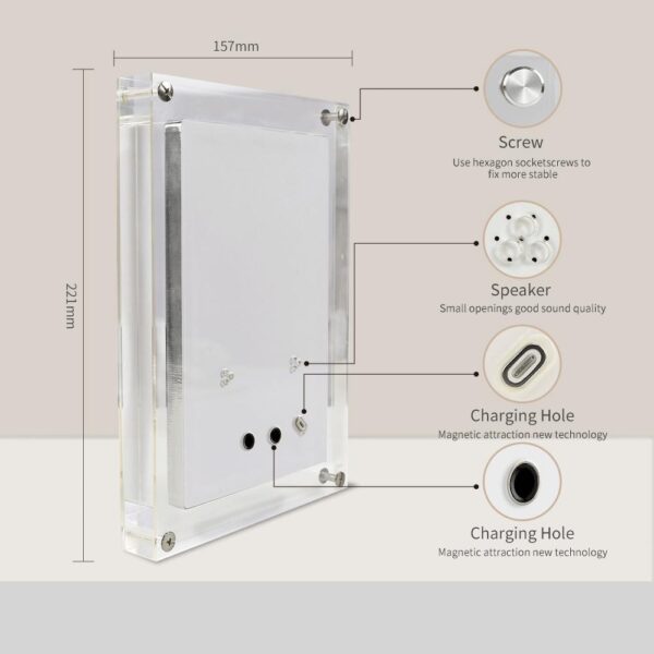 Acrylic Digital Photo Video Frame Battery New - Image 7