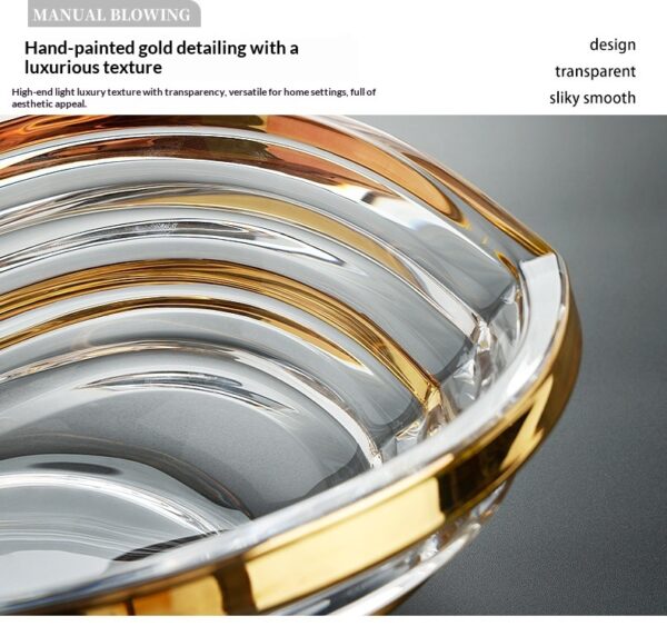 Light-luxury Gold-trimmed Wave-patterned Crystal Glass High-arched Fruit Platter - Image 5