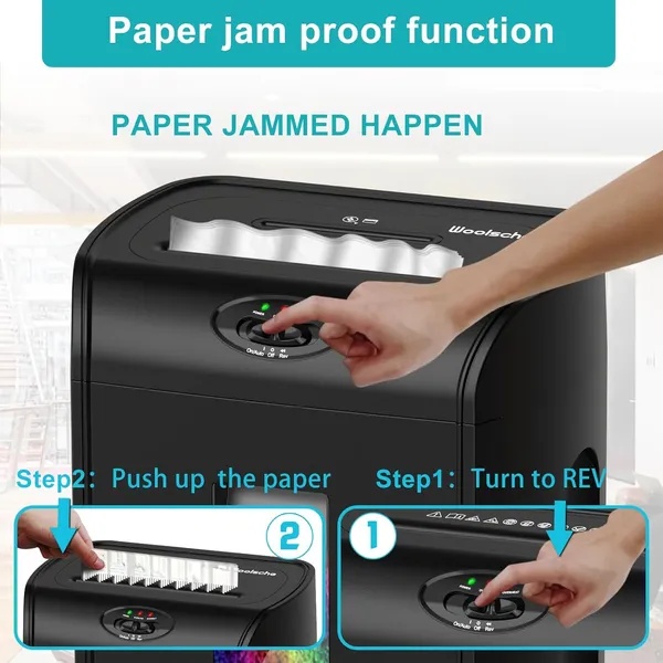 Woolsche Paper Shredder, 16-Sheet Cross Cut With 4.76-Gallon Pull Out Basket, P-4 Security Level, 3-Mode Design Shred Paper And CD/Credit Card, Durable&Fast With Jam Proof System Shredder For Office - Image 5