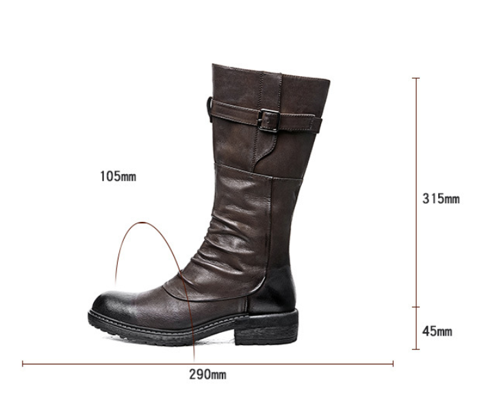 Men's High Top Long Platform Side Zip Biker Boots