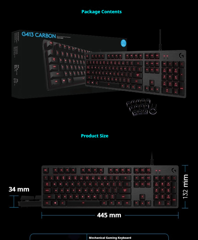 G413 Gaming Electronic Sports Mechanical Keyboard Desktop Backlight 104 Key Metal Panel - Image 6