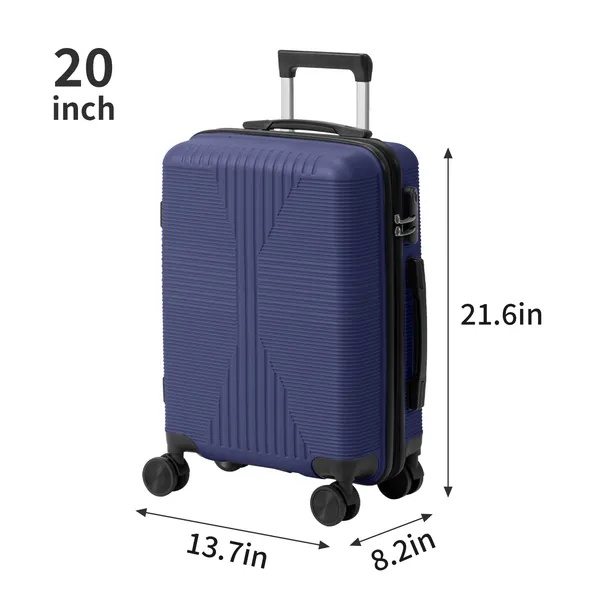 Non-TSA Customs Lock 3-in-1 PP Trolley Case, 20in, 24in, 28in, PP, Navy Blue - Image 4
