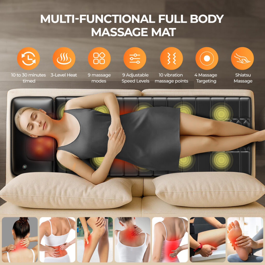 Amazon Restricted Products Foldable Massage Mattress Controller With Smart Heating And Timer, Perfect For Full-body Relaxation At Home, Portable And Convenient For Home Use