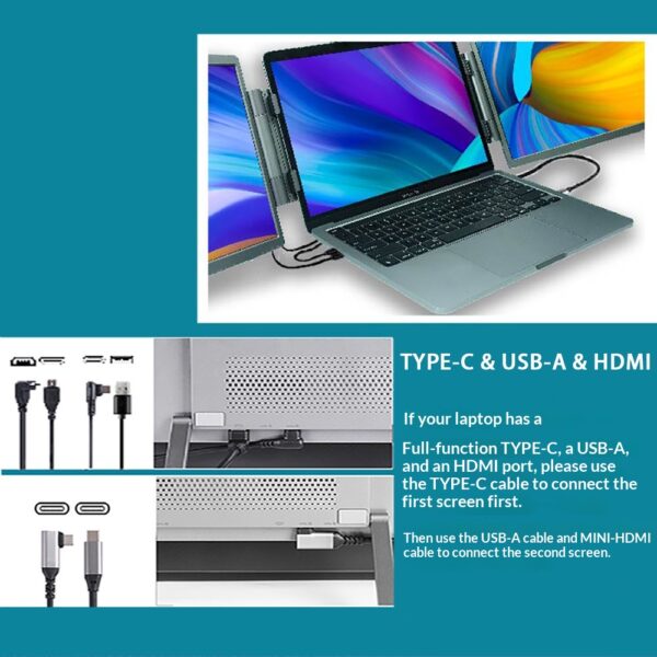 14-inch Dual-Screen Portable Monitor For Laptop External Display Extension - Image 7