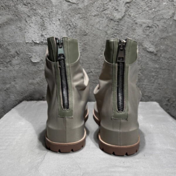 Zip Platform Men's High-top Pleated Leather Knight Boots - Image 7