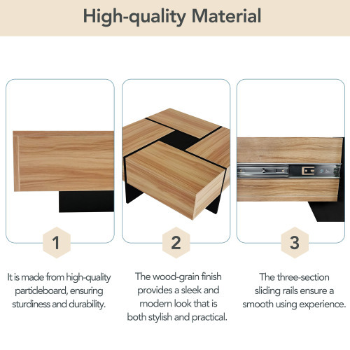 Unique Design Coffee Table With 4 Hidden Storage Compartments - Image 2