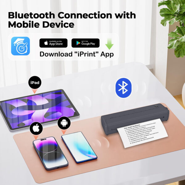 Cross-border A4 Printer Bluetooth Connection Wireless Mobile Phone Computer Office Home Portable Tattoo Printer - Image 2