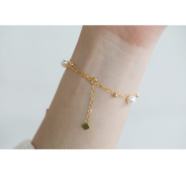 18k Gold Seawater Pearl Adjustable Double-layer Bracelet - Image 7