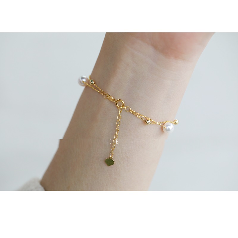 18k Gold Seawater Pearl Adjustable Double-layer Bracelet - Image 7