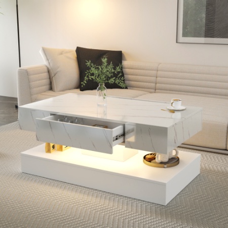 6.93IN High LED Coffee Table,Modern Coffee Table For Living Room,Living Room Tables,Large Living Room Furniture,LED Lights - Image 11