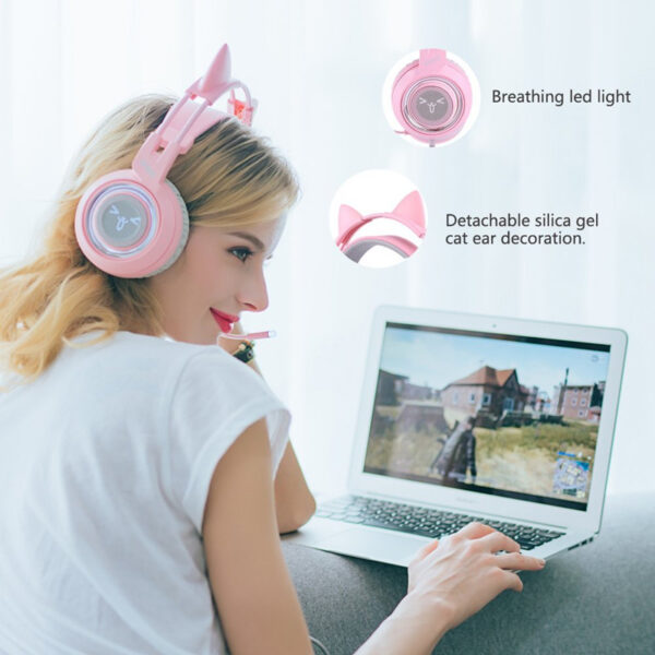 G951 Gaming Headset USB 7.1 Virtual Surround Sound Headsets LED Cat Ear Headphones - Image 10