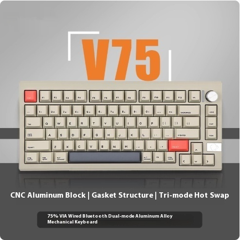 Chidu V75 Aluminum Tuo Mechanical Keyboard Bluetooth Wireless - Image 6