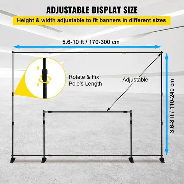 10x8 Ft Adjustable Background Bracket With Handbag - Sturdy For Party, Wedding, Photo Booth, Trade Show, Perfect For Backdrop Setup - Image 3