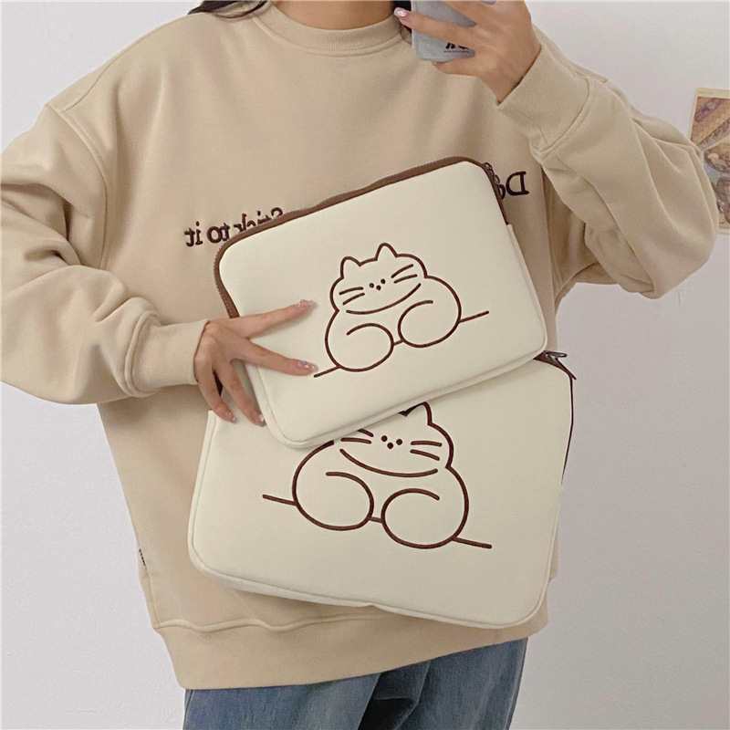 Embroidered Animal Cute Tablet Protective Sleeve Computer Tank Bag - Image 1