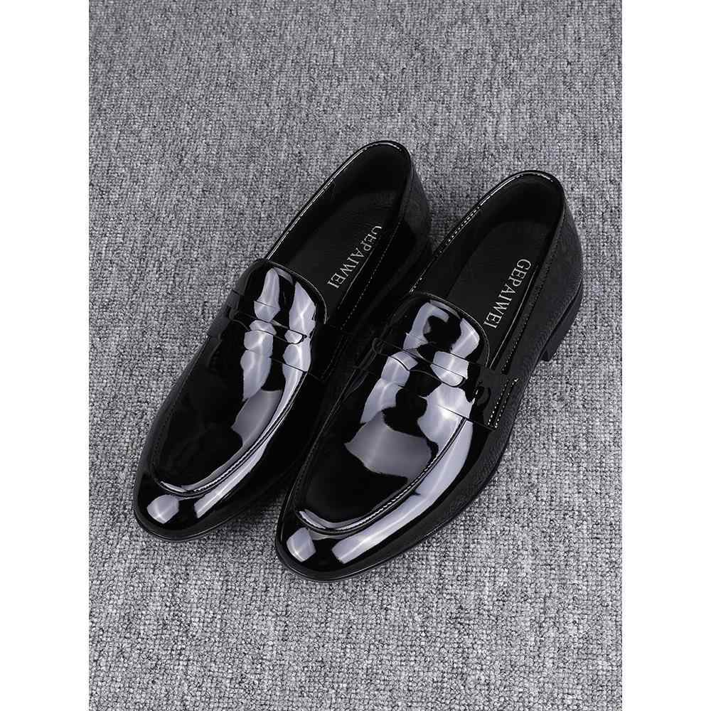 Glossy Slip-on Casual Breathable Business Formal Wear Leather Shoes - Image 3