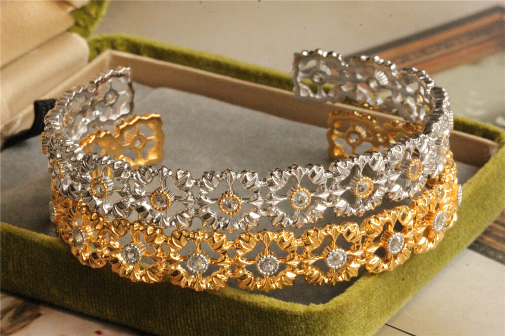 925 Silver Gold Plated Openwork Bracelet