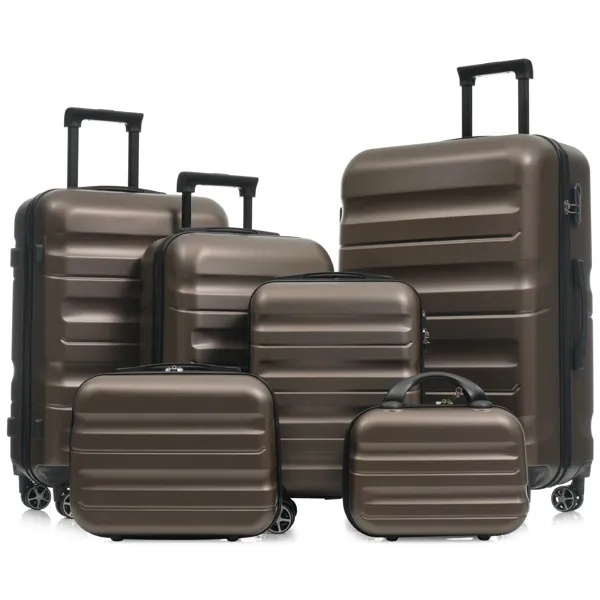 6-Piece ABS Hardshell Luggage Set - Lightweight & Durable Suitcases With Dual Spinner Wheels, Carry-On & Check-In Sizes For Travel & Business - Image 6