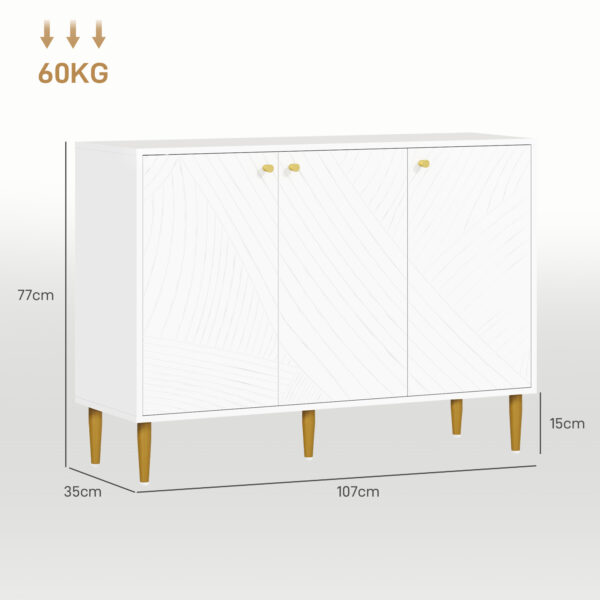 Elegant Two-Cupboard Sideboard - White/Gold-Tone - Image 2
