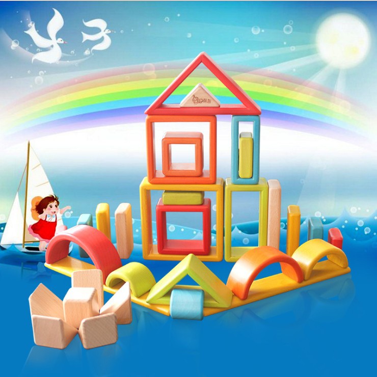 Rainbow Building Blocks Children