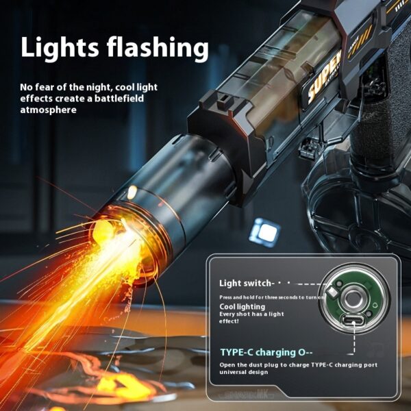 LED Lights Electric Water Guns Children Simulated Shooting Recoil Powerful Automatic Water Spray Gun Kids Summer Outdoor Toys - Image 7