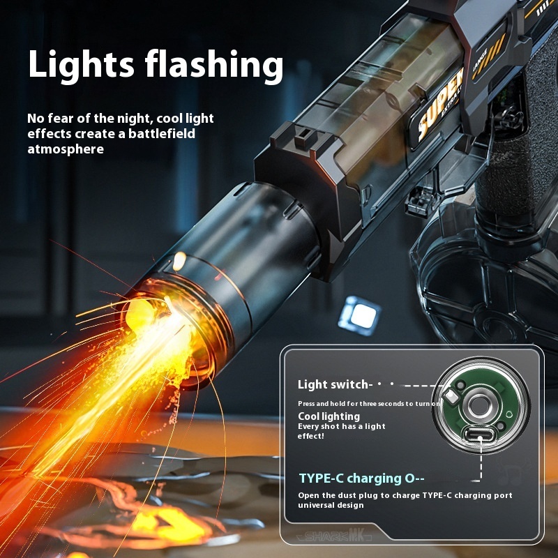 LED Lights Electric Water Guns Children Simulated Shooting Recoil Powerful Automatic Water Spray Gun Kids Summer Outdoor Toys - Image 7