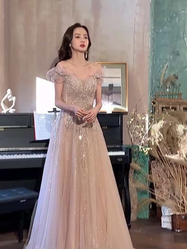 Banquet Host Small Evening Dress Women's Slim Bridesmaid Dress - Image 6