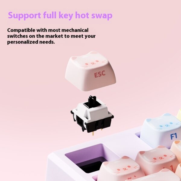 Colored Sugar Cat Mechanical Keyboard The Third Mock Examination Bluetooth - Image 3