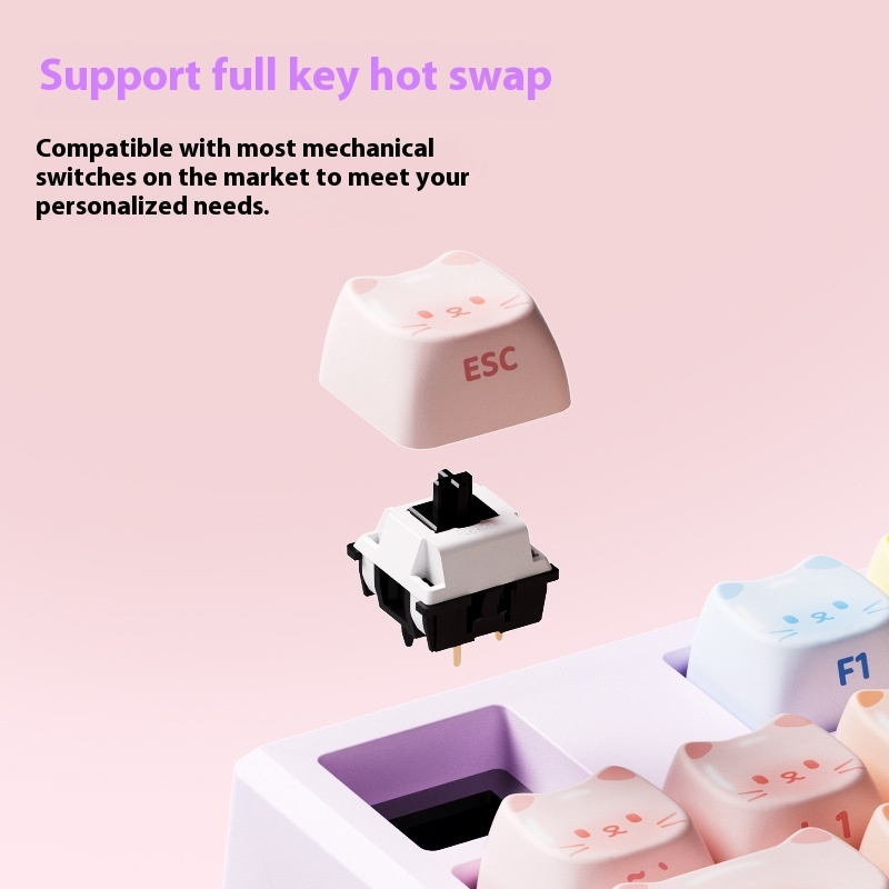 Colored Sugar Cat Mechanical Keyboard The Third Mock Examination Bluetooth - Image 3