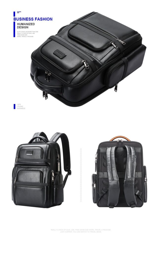 Genuine Leather Men's Commuter Backpack First Layer Cowhide