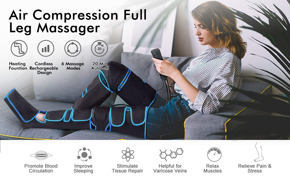 Leg Massager With Heat On Knee Cordless Air Compression For