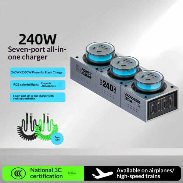 Charging Station Power Tank 240W GaN Desktop Power Strip - Image 5