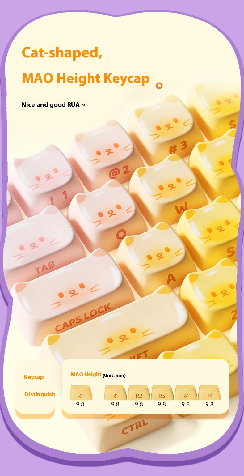 Colored Sugar Cat Mechanical Keyboard The Third Mock Examination Bluetooth - Image 13