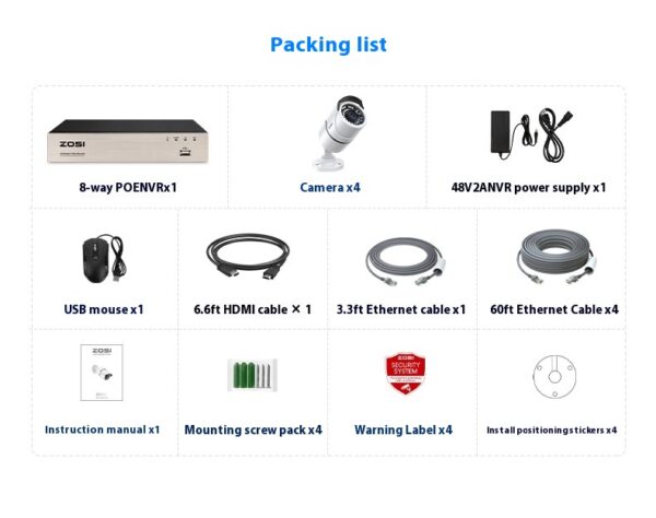 ZOSI Zhou Shi 5 Million HD POE Network Video Recorder Security Remote Outdoor Monitor Suit - Image 16