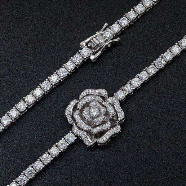 925 Silver Set Moissani Hip-hop Personalized Rose Necklace - Image 3