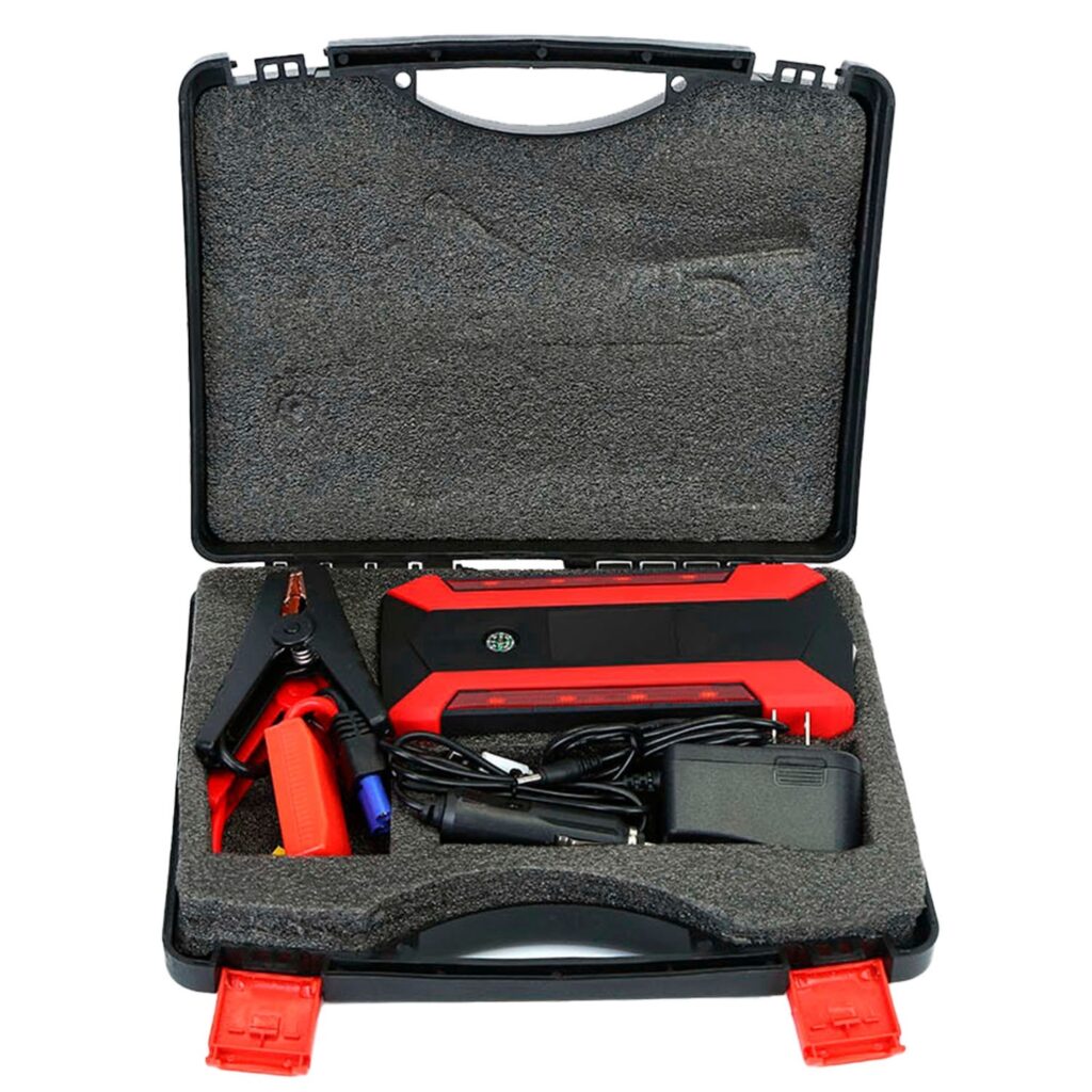 Car Jump Starter Booster 800A Peak 28000mAh 12V Battery Charger Up To 6.0L Gas Or 3.0L Diesel Engine With LCD Screen 4 Modes LED Flashlight