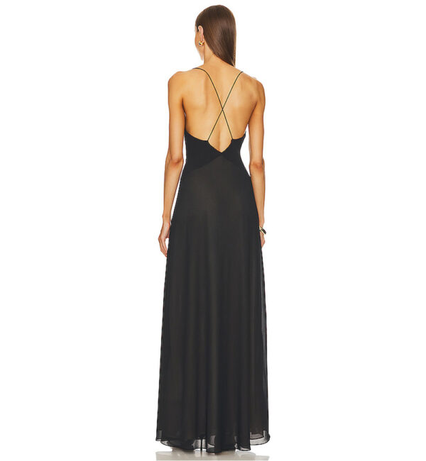Elegant Deep V-neck Decorative Flower Suspender Skirt - Image 6